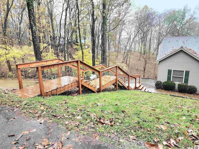 view of yard with a deck