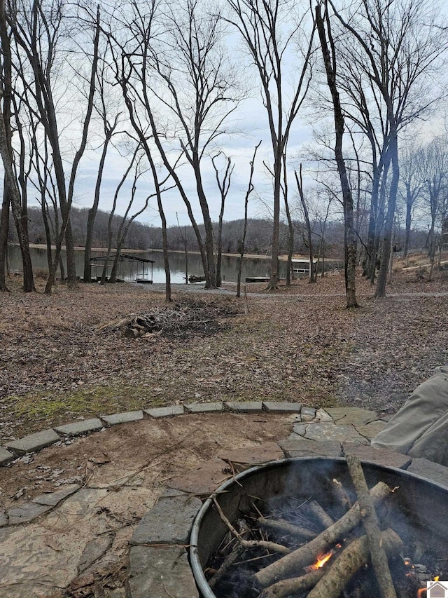 view of yard with a water view