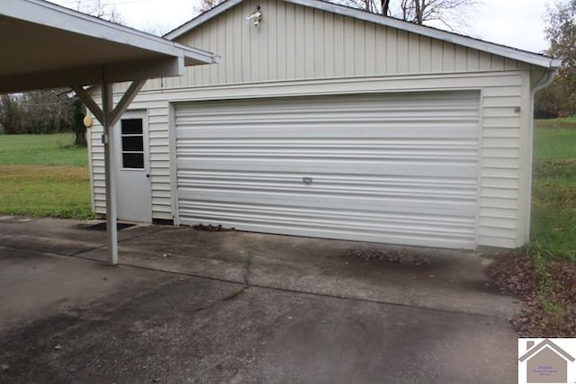 garage with a carport