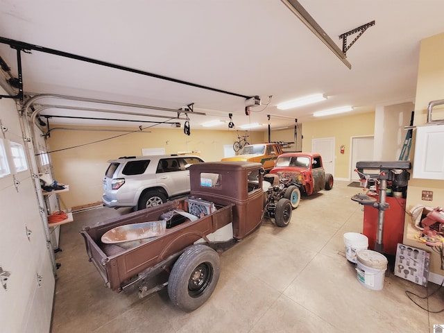 garage with a garage door opener