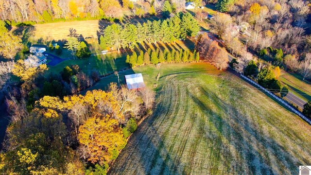 aerial view featuring a rural view