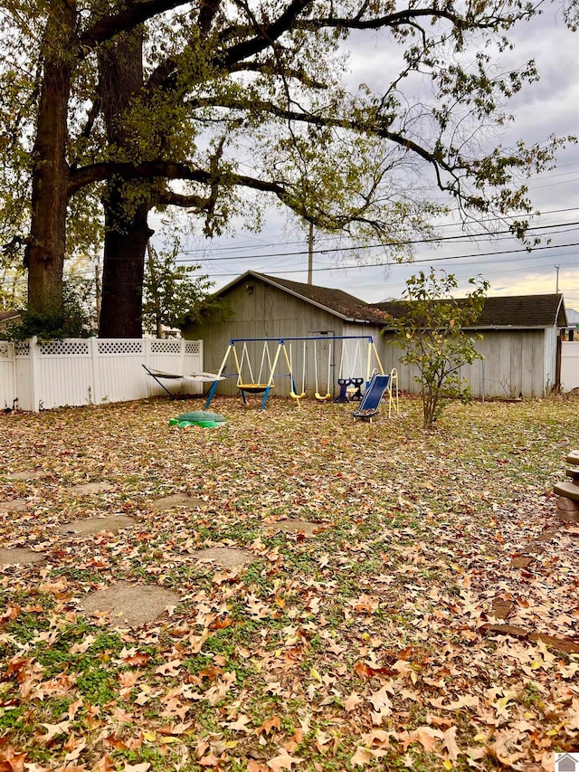 view of yard with a playground