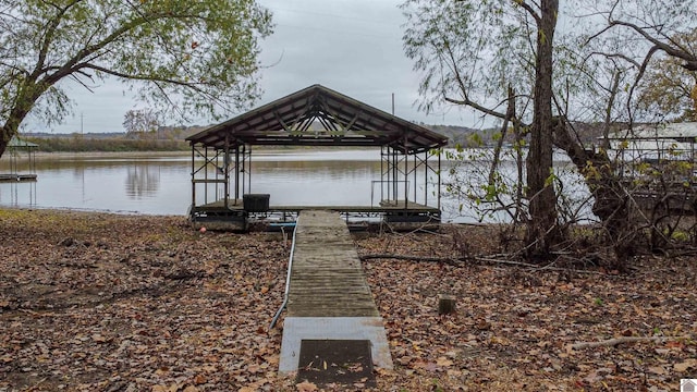 dock area featuring a water view