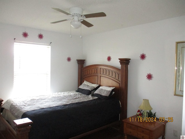 bedroom featuring ceiling fan