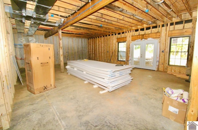 basement with french doors