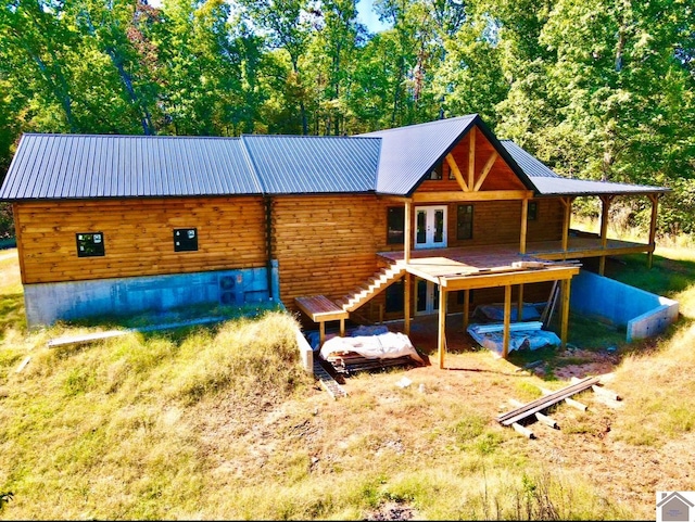 back of property with french doors