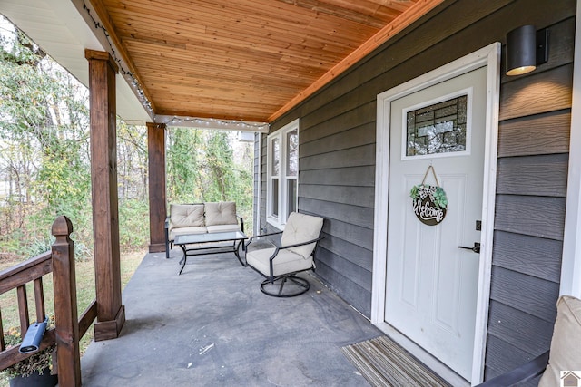 view of patio featuring covered porch