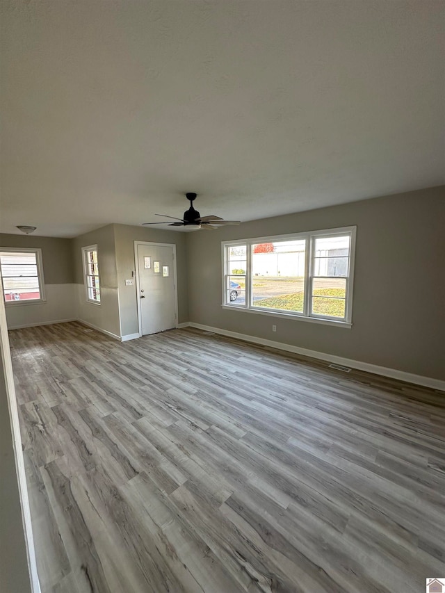 unfurnished living room with light hardwood / wood-style flooring