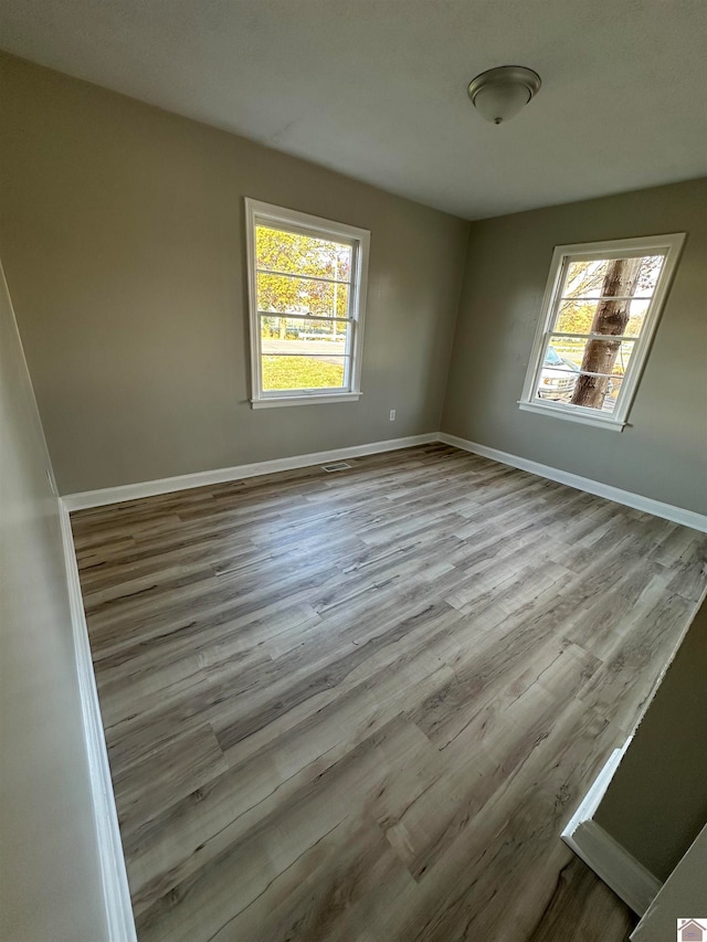 unfurnished room with light wood-type flooring and plenty of natural light