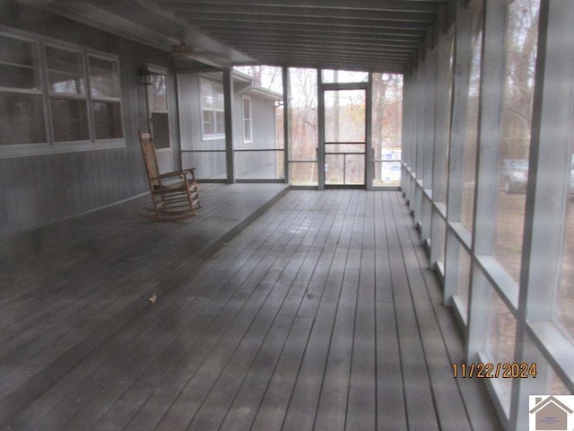 view of unfurnished sunroom