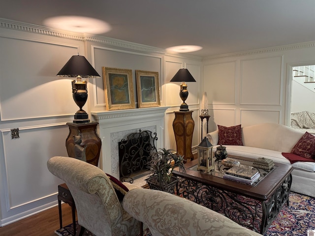 living room with hardwood / wood-style floors