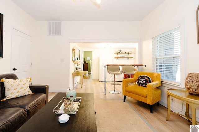 living room featuring light hardwood / wood-style floors