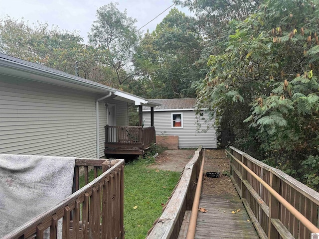 view of yard with a deck