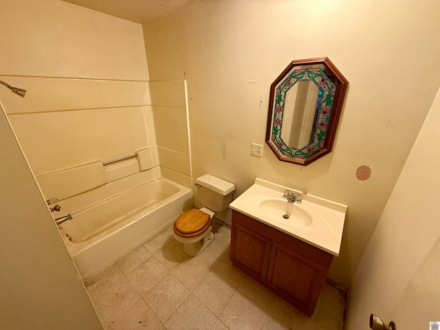 full bathroom with vanity, bathing tub / shower combination, and toilet