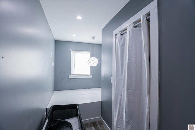 bathroom featuring hardwood / wood-style floors