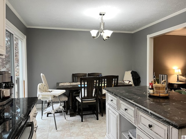 210 Banberry Bnd, Paducah, KY 42001 - dining room featuring ornamental molding, a textured ceiling, light tile patterned floors, and a notable chandelier
