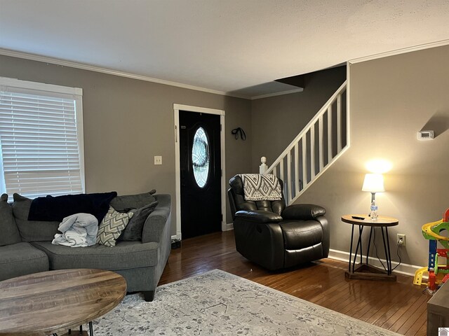 210 Banberry Bnd, Paducah, KY 42001 - living room with dark hardwood / wood-style flooring and crown molding