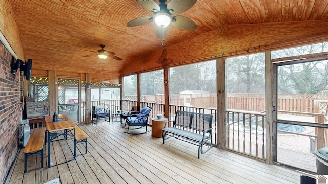155 County Line Rd, Paducah, KY 42003 - sunroom featuring lofted ceiling, a ceiling fan, and healthy amount of natural light