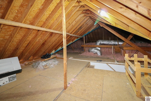 view of unfinished attic