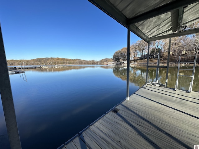 view of dock featuring a water view