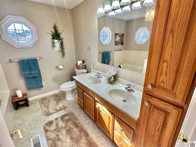 bathroom featuring vanity, a tub, and a healthy amount of sunlight