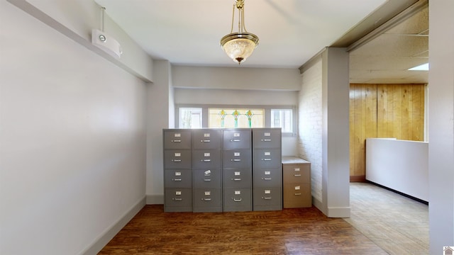 interior space with dark hardwood / wood-style floors