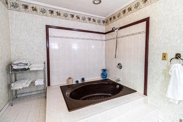 bathroom featuring a textured ceiling and tile patterned floors