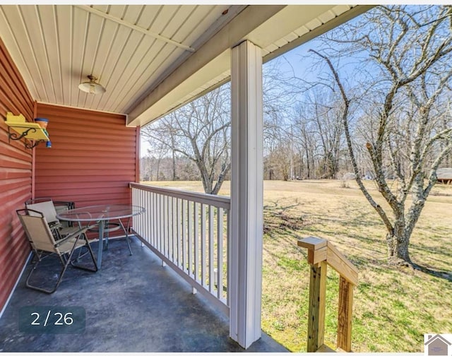 balcony featuring a porch