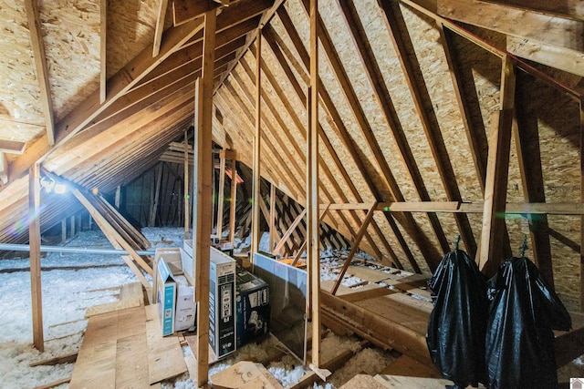 view of unfinished attic