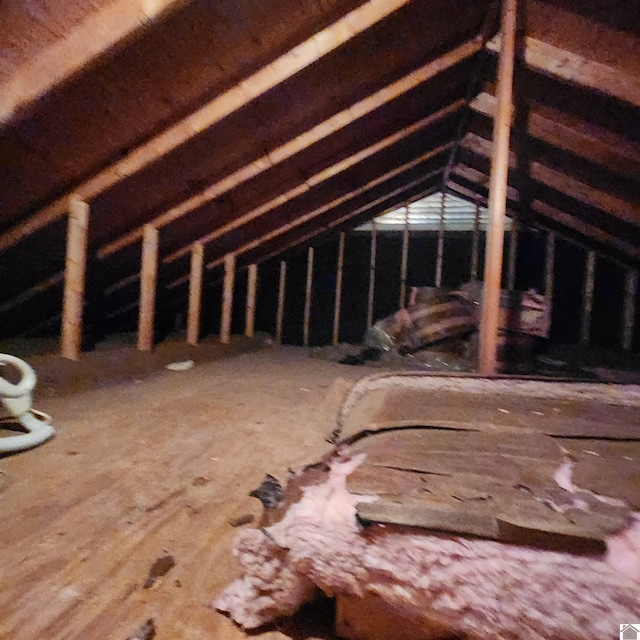 view of unfinished attic