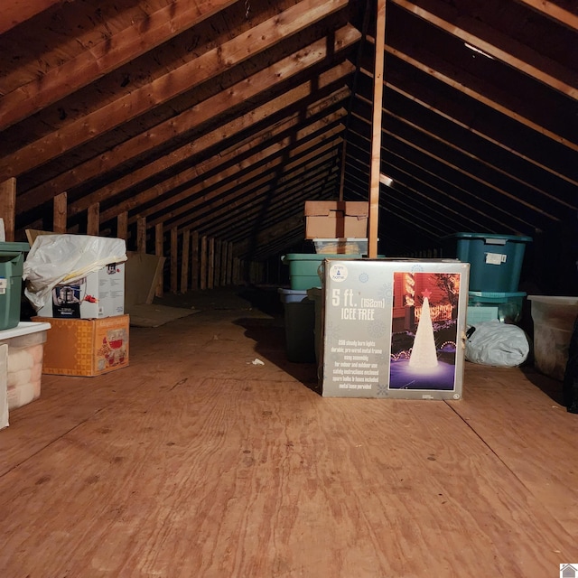 view of unfinished attic