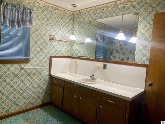 3480 Radio Rd, Almo, KY 42020 - bathroom with vanity and a textured ceiling