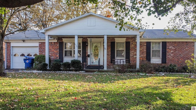 view of front facade with a front lawn and a garage