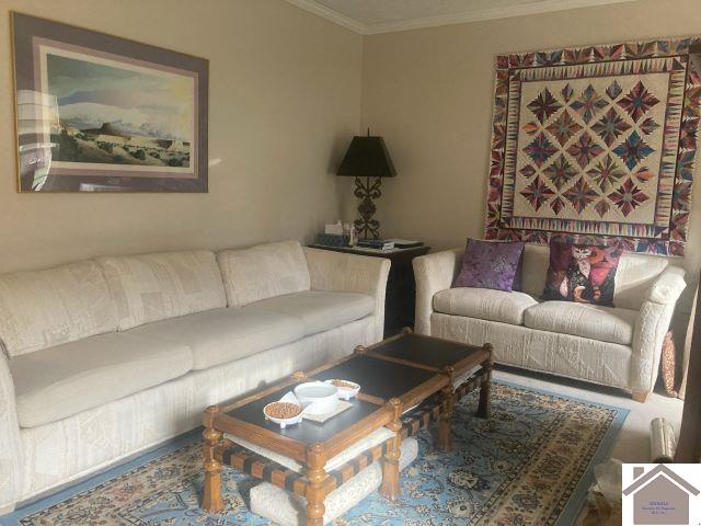 living room featuring ornamental molding