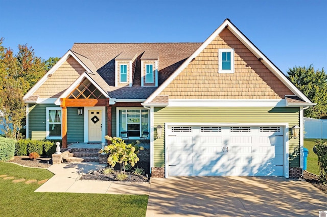 craftsman inspired home featuring a garage