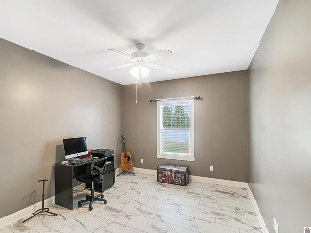 office featuring ceiling fan