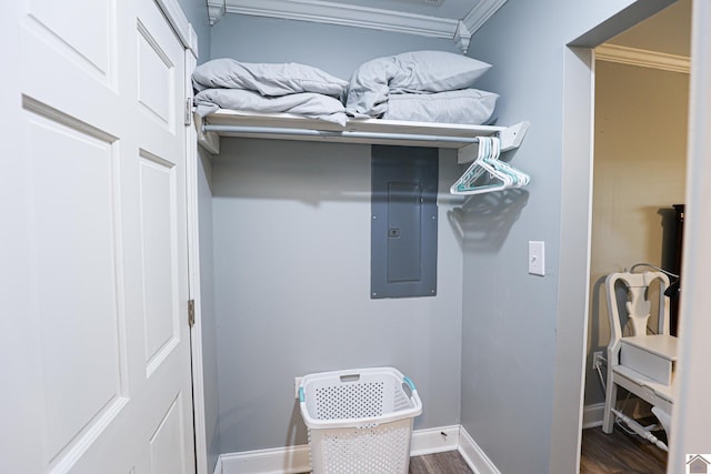 interior space featuring hardwood / wood-style floors and electric panel