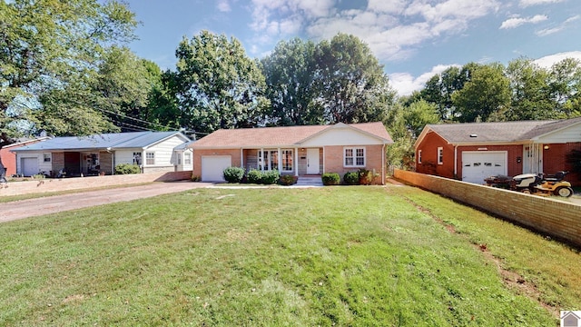 single story home with a front yard