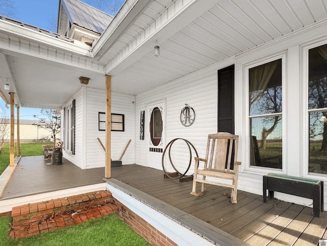 deck featuring covered porch