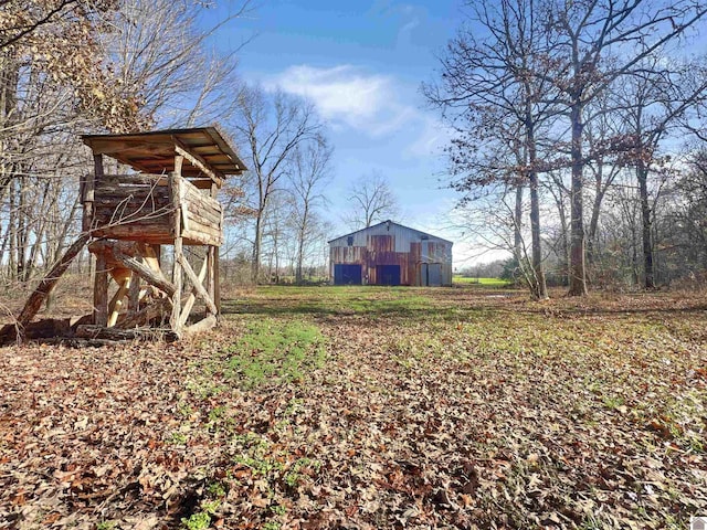 view of yard featuring an outdoor structure