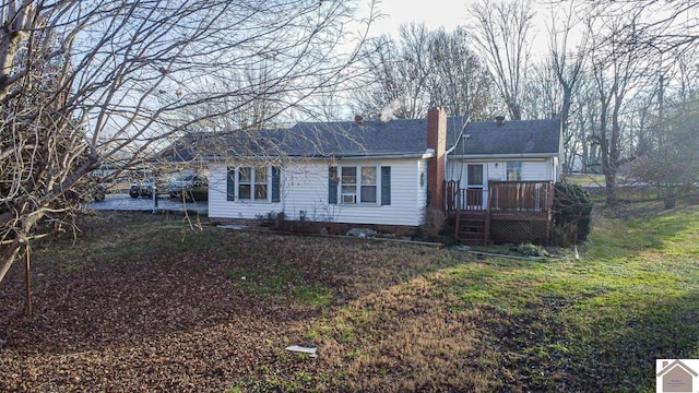 view of front of property featuring a deck