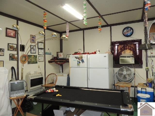 rec room featuring heating unit, cooling unit, and billiards