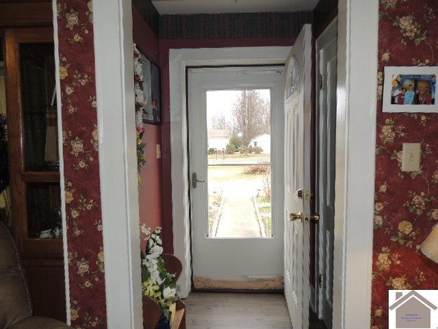 doorway to outside with light wood-type flooring and a healthy amount of sunlight