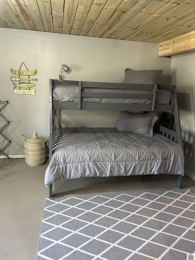 bedroom with wooden ceiling