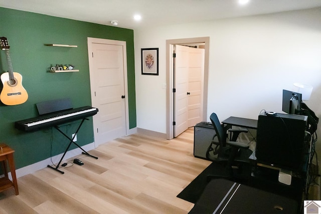 office space featuring light hardwood / wood-style flooring