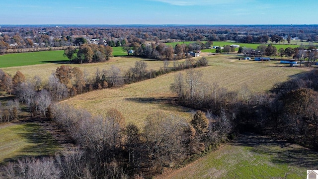 birds eye view of property with a rural view