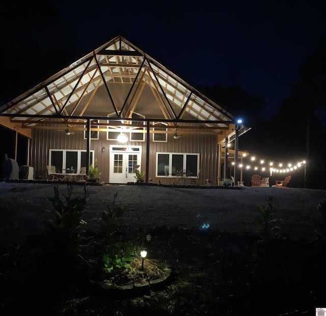 view of back house at night