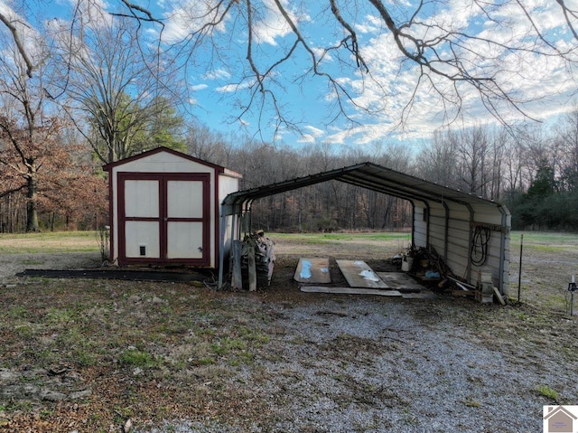 view of outbuilding featuring a carport