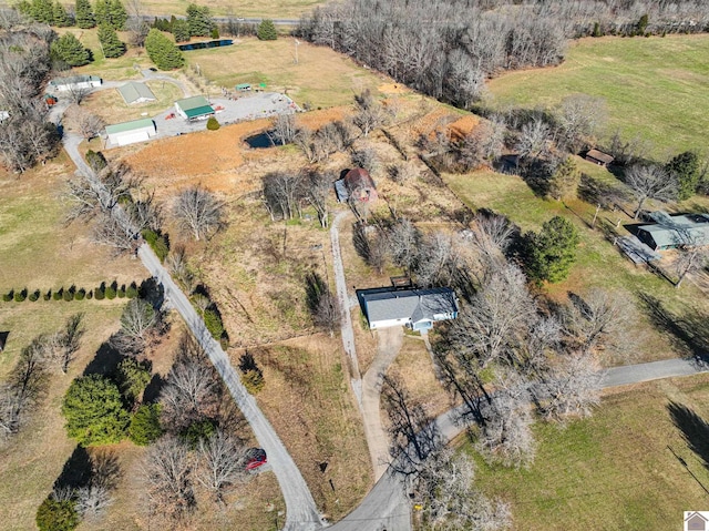 aerial view featuring a rural view