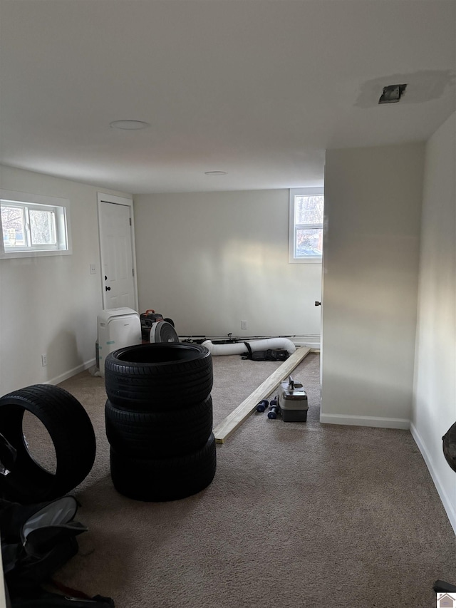 interior space featuring carpet flooring and a wealth of natural light